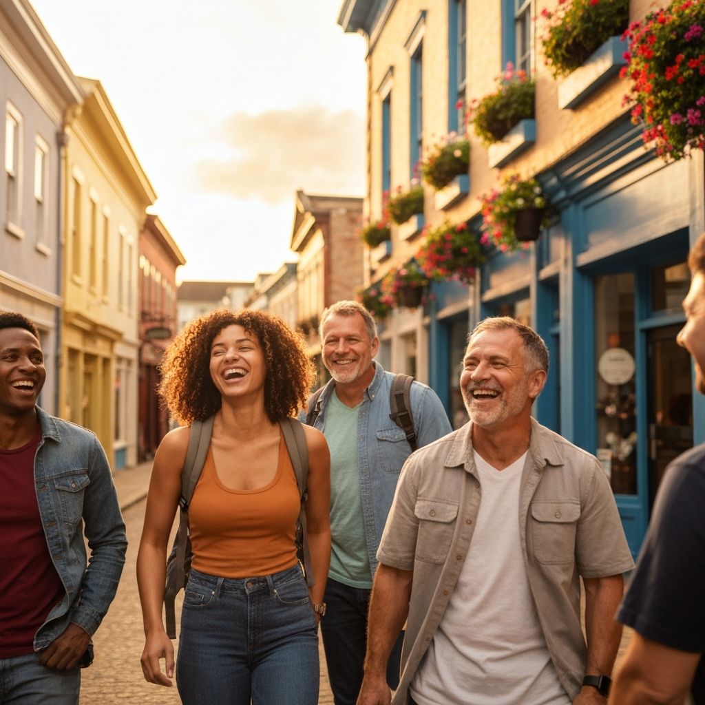 Group on walking tour through old town